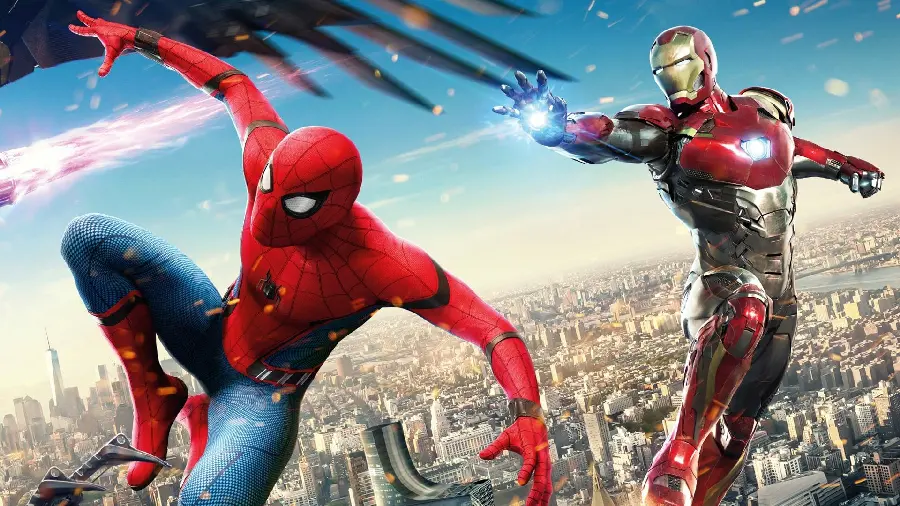 Photo of the fight between Spider-Man and Iron Man over the cities