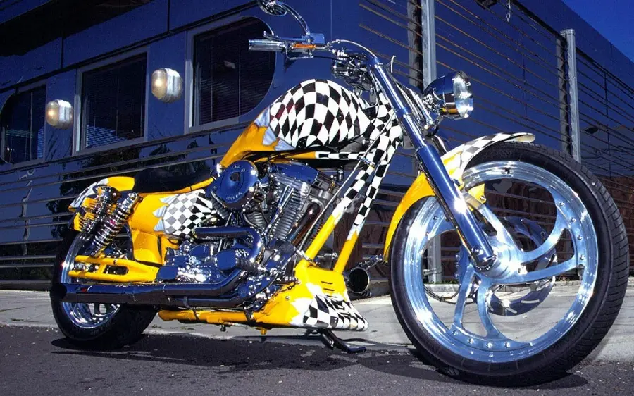 Motorcycle wallpaper with checkered color and classic design