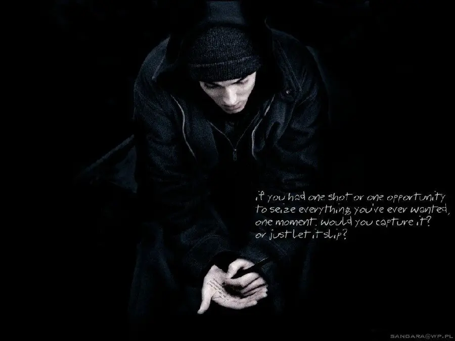 Photo with writing on the theme of hip hop and the famous singer Eminem