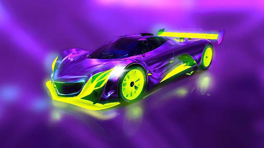 Mazda car background with yellow lights and blue body