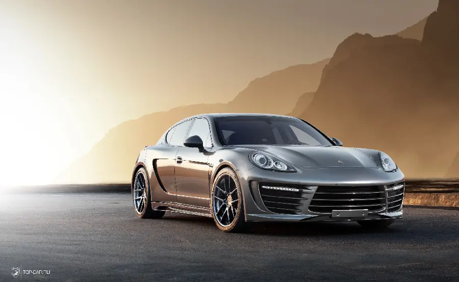 Image of the new and luxurious Porsche Panamera model with a special and cool color