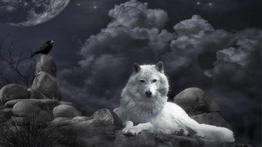Beautiful wallpaper of a lone white wolf for desktop