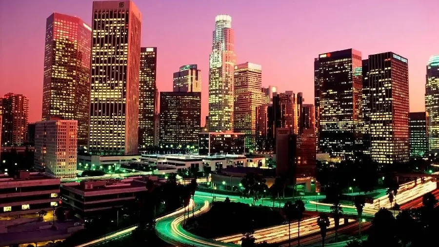 Photo of the National City Towers and the Bank Tower in downtown Los Angeles for laptop background