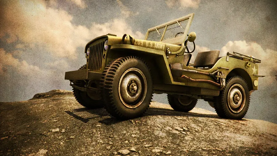Stock Photo of Old Km Jeep Suitable for Windows