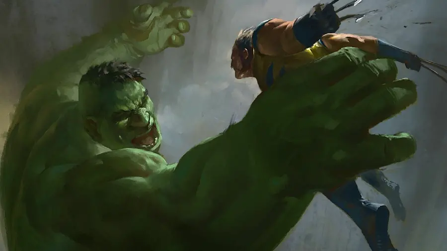 Image of the fight between the Hulk and the werewolves in the Avengers