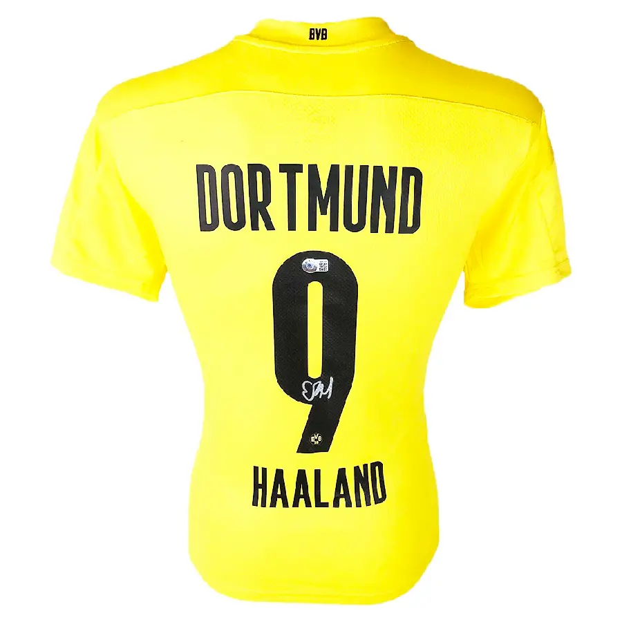 Erling Haaland in Borussia Dortmund number 9 kit