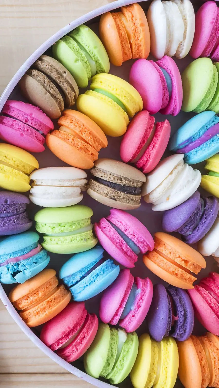 Colorful macaron sweets wallpaper with various flavors