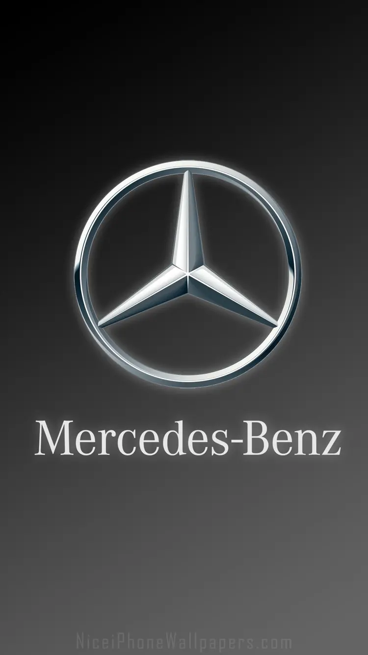 High-quality wallpaper of the Benz logo on a black screen