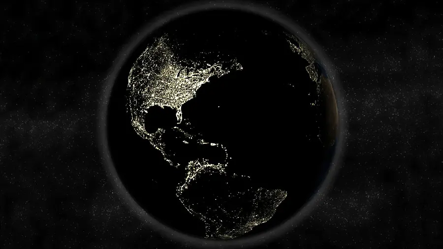 Interesting graphic photo of the Earth at night in Full HD quality