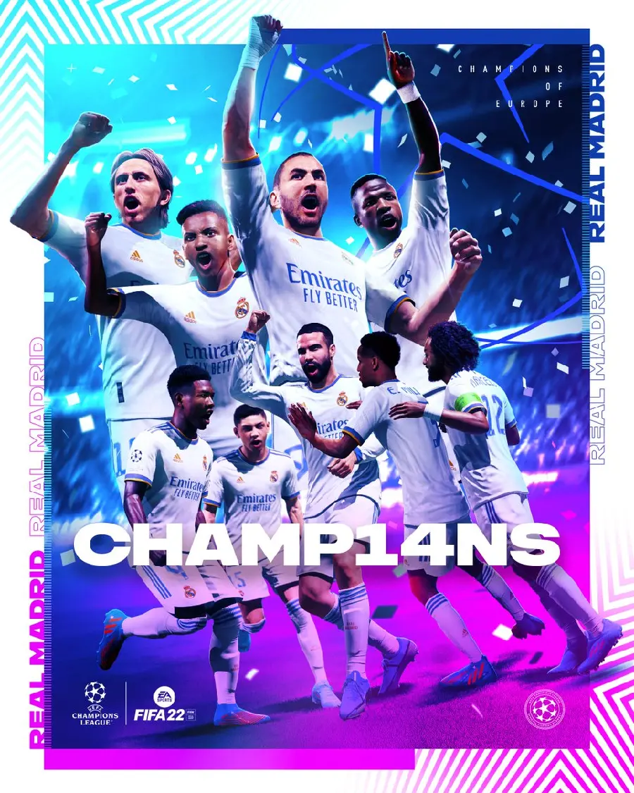 PlayStation's congratulatory photo for Real Madrid's 14th Champions League title in 2022
