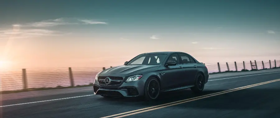 Black Mercedes Benz AMG E63 Background in the Roads