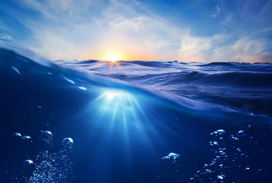 Beautiful photo of the ocean water at sunset