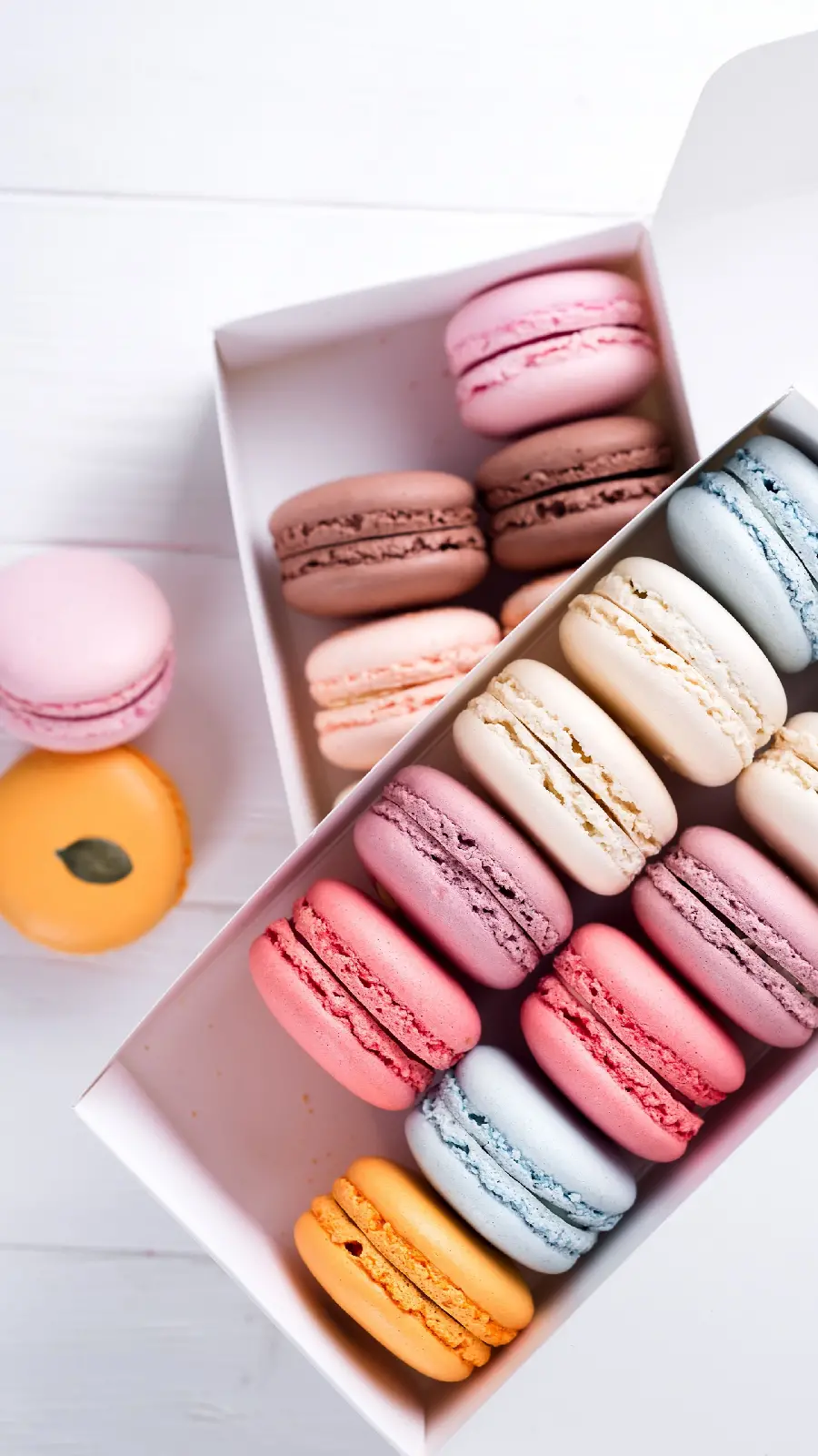 Photo of colored macarons in a box for profile