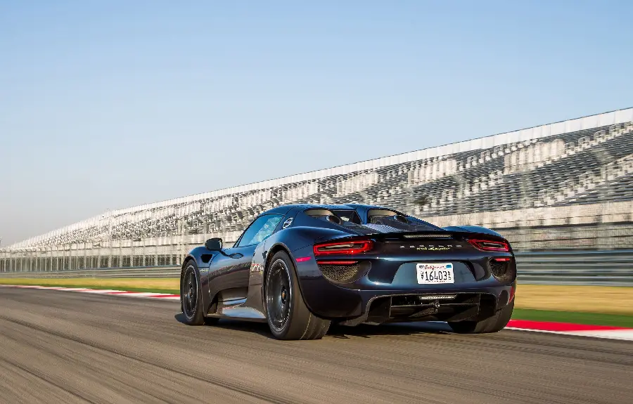 Photo of the black Porsche 918 Spyder car for design in Photoshop