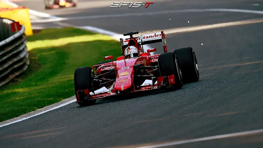 Download a beautiful image of a Ferrari F1 on a race track in high quality