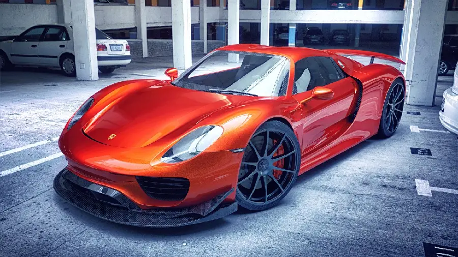 Official photo of the red Porsche 918 Spyder with HD quality