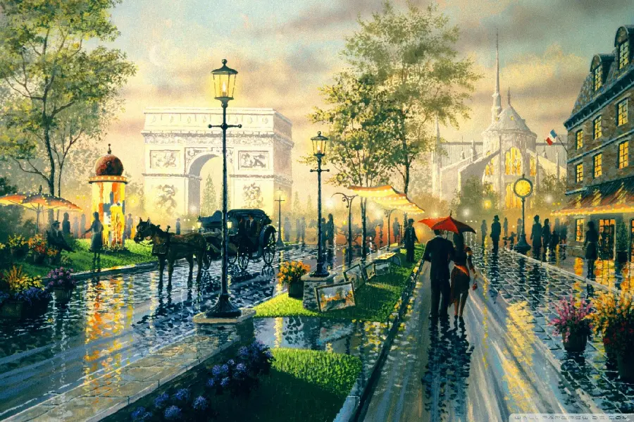 Attractive and spectacular image of Paris, the capital of France, and the famous Champs-Elysees