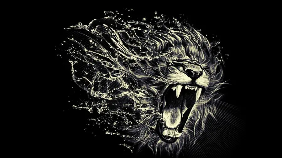 Wallpaper of angry lion with very modern design