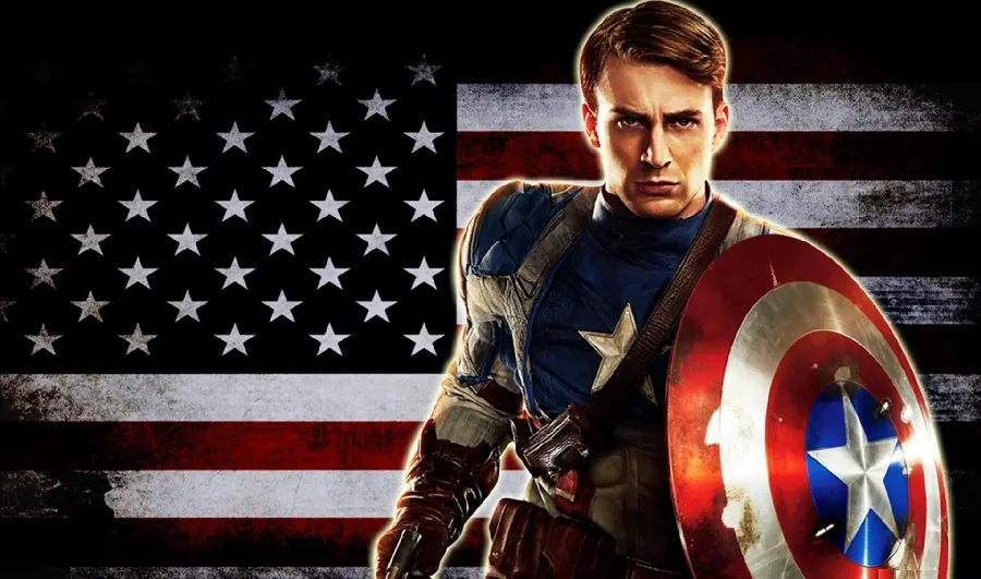 Chris Evans Wallpaper in Captain America with US Flag Background