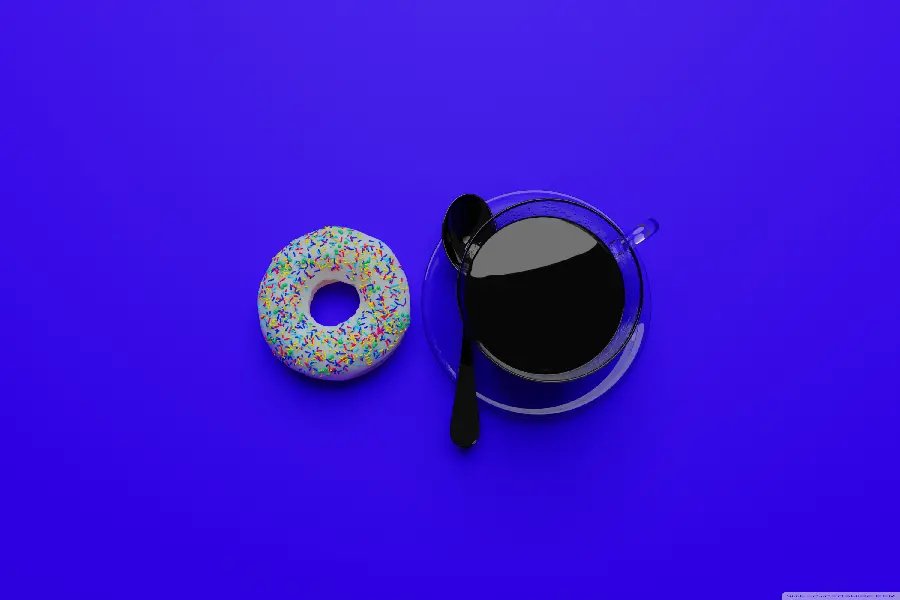 3D Donut and Coffee Wallpaper