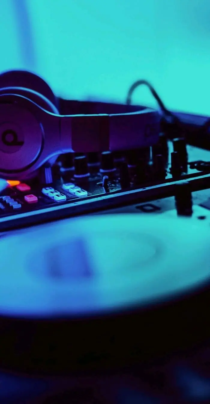 Background photo of DJ device and stock photo with DJ DJ theme