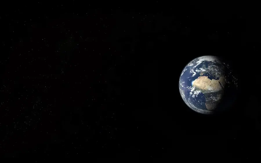 Background of a photo of a dark blue Earth from afar in black space from NASA