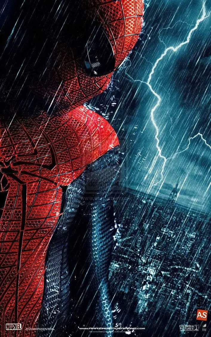 Spiderman Photo with Thunderstorm and Rainy Night Background