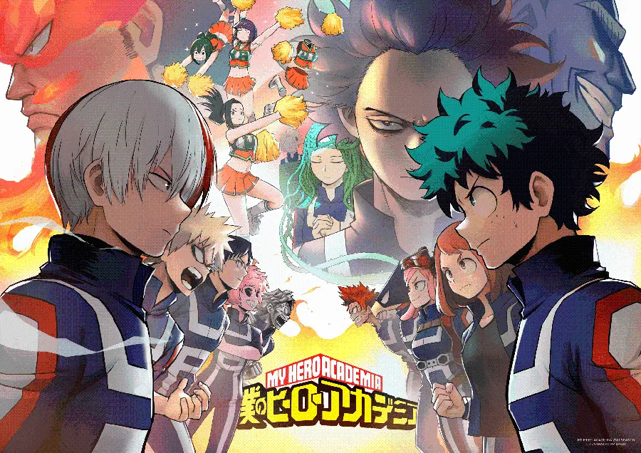 Photos of the characters in the My Hero Academia series