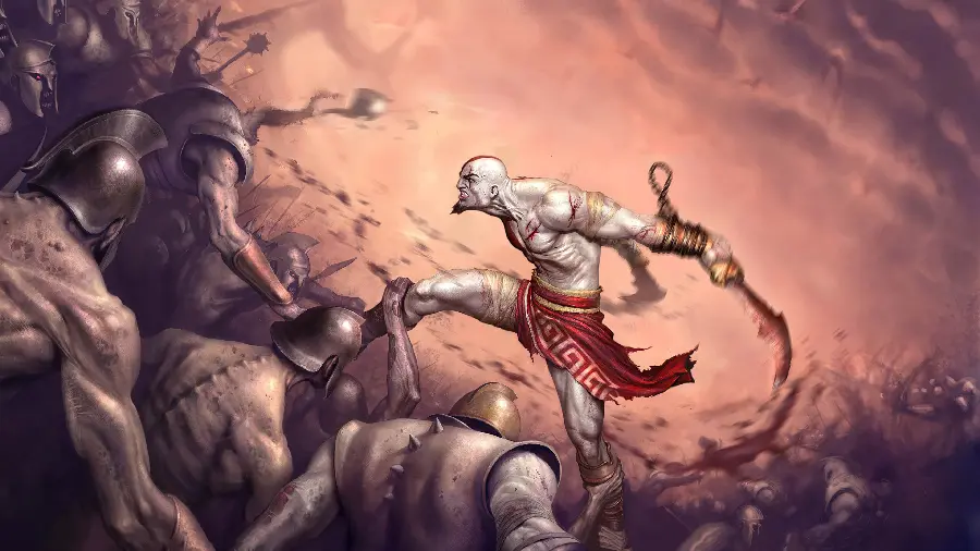 Wallpaper and background of Kratos in the game number 3 God of War for laptops and computers