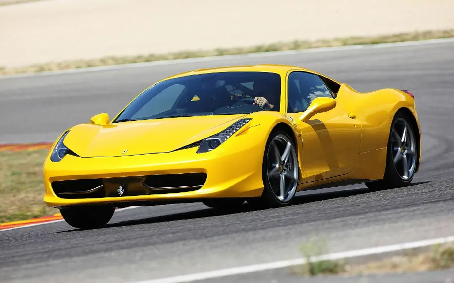 Photo of the yellow color of the Ferrari car with the best design