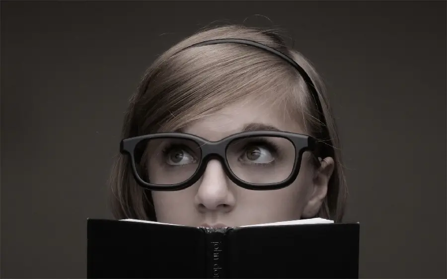 Profile photo of a beautiful girl with a blood test and glasses for social networks