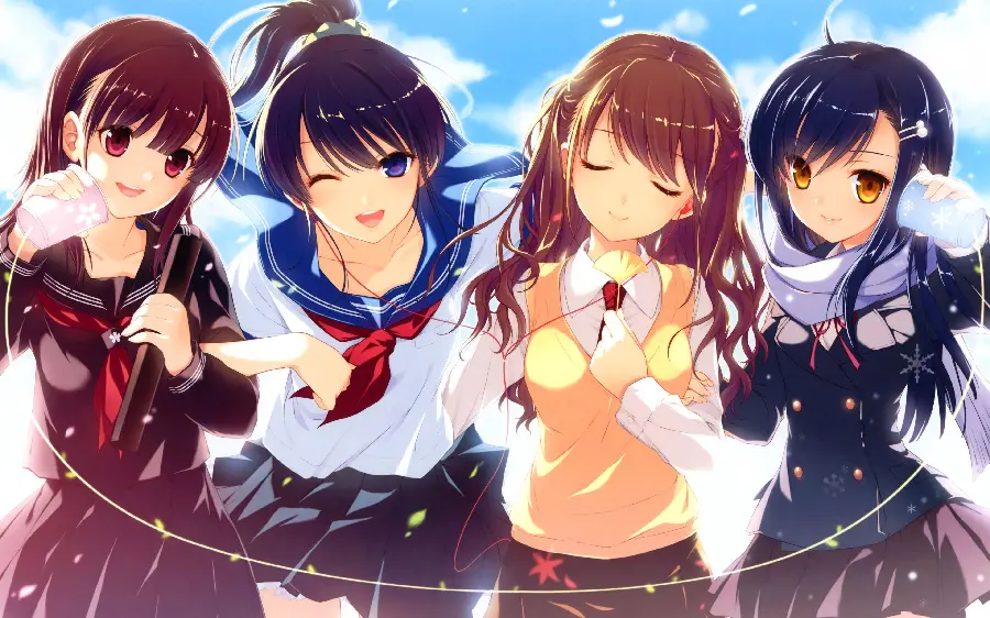 Download cute anime girl photo of four friends and sisters for profile