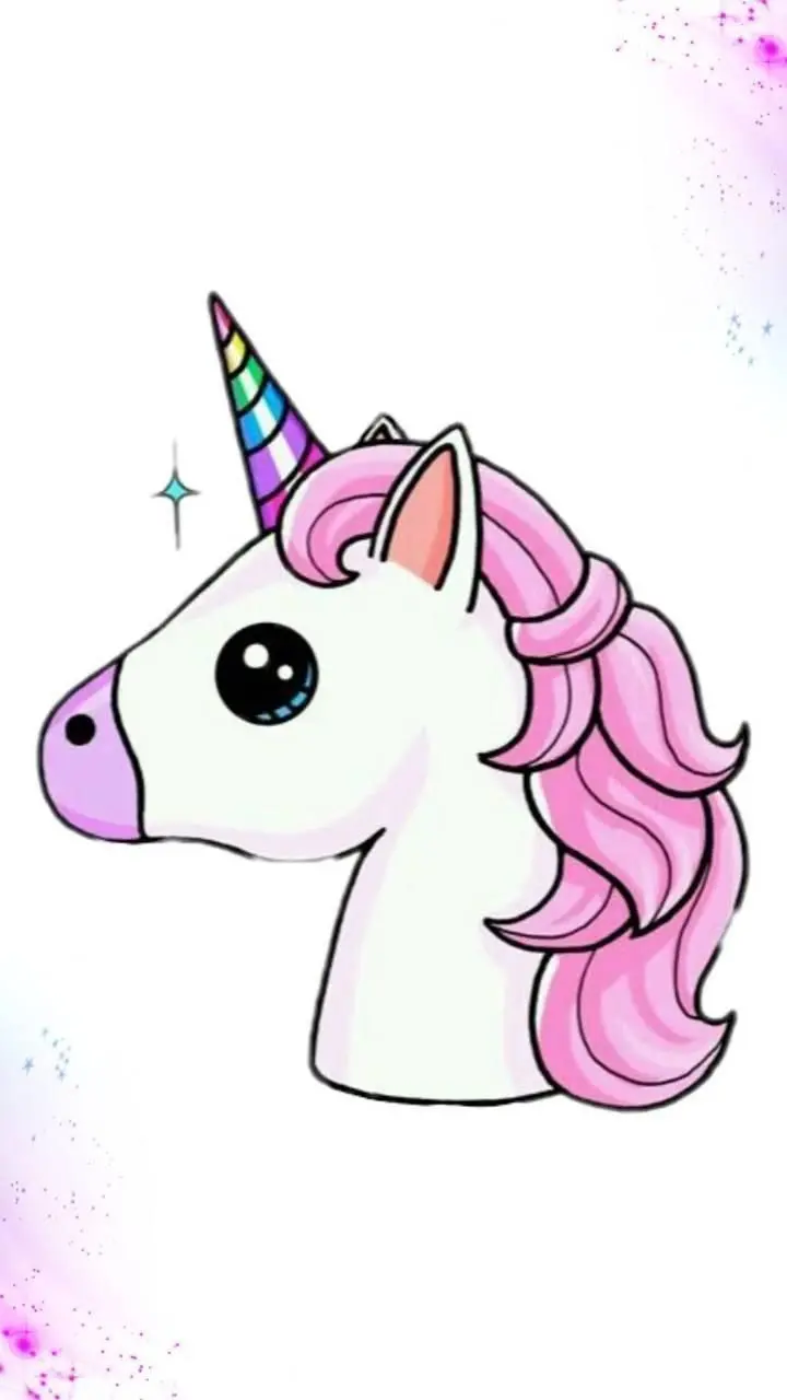 Pink unicorn and unicorn painting photo with big and beautiful eyes