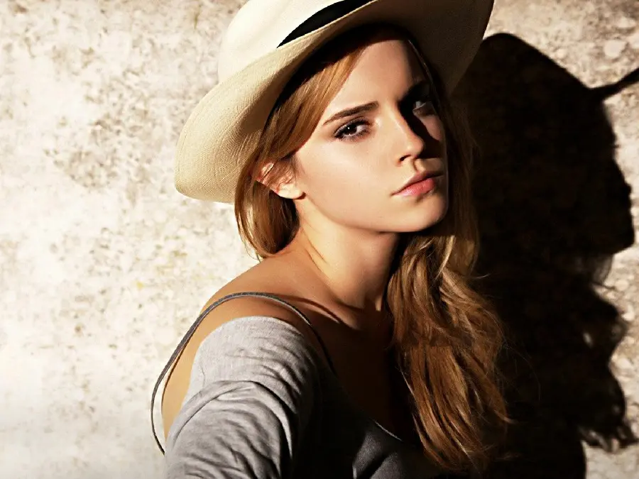 Emma Watson's background photo with beautiful brown hair and a hat