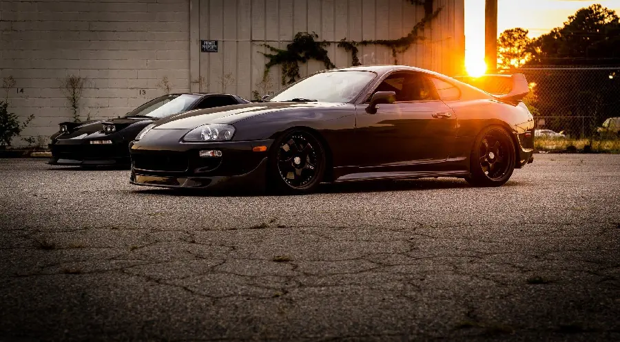 Download the background image of the new black Toyota Supra super sports car