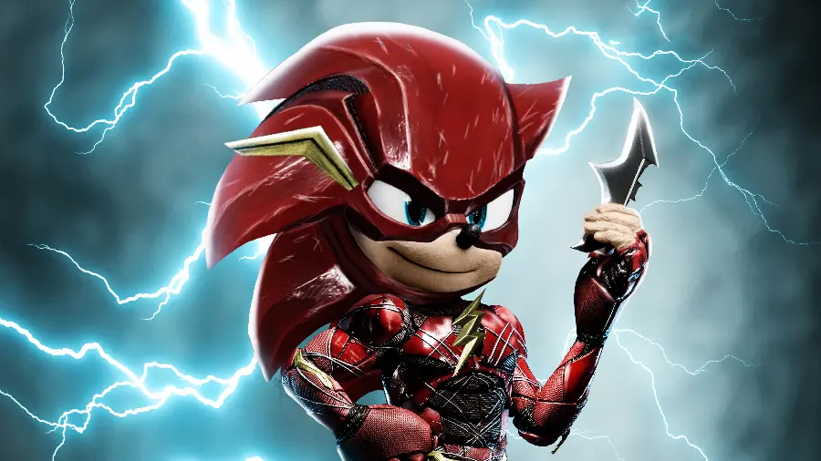 Sonic's photo in the red Flash costume, the fast-paced character of the DC universe