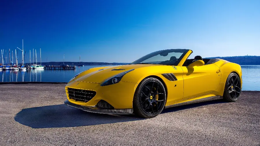 DDownload photo of yellow Ferrari California from the front of the car