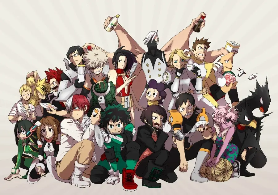 Photos of all the characters in the anime My Hero Academia