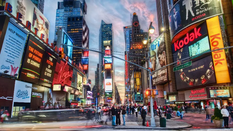 Photo of the famous street and Times Square in New York City 