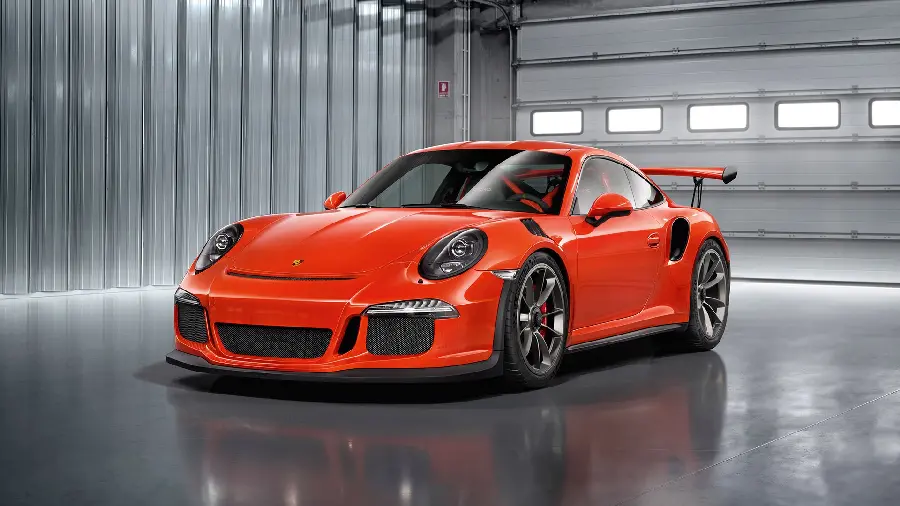 Image of the new and luxurious Porsche 911 GT3 model with enchanting red color