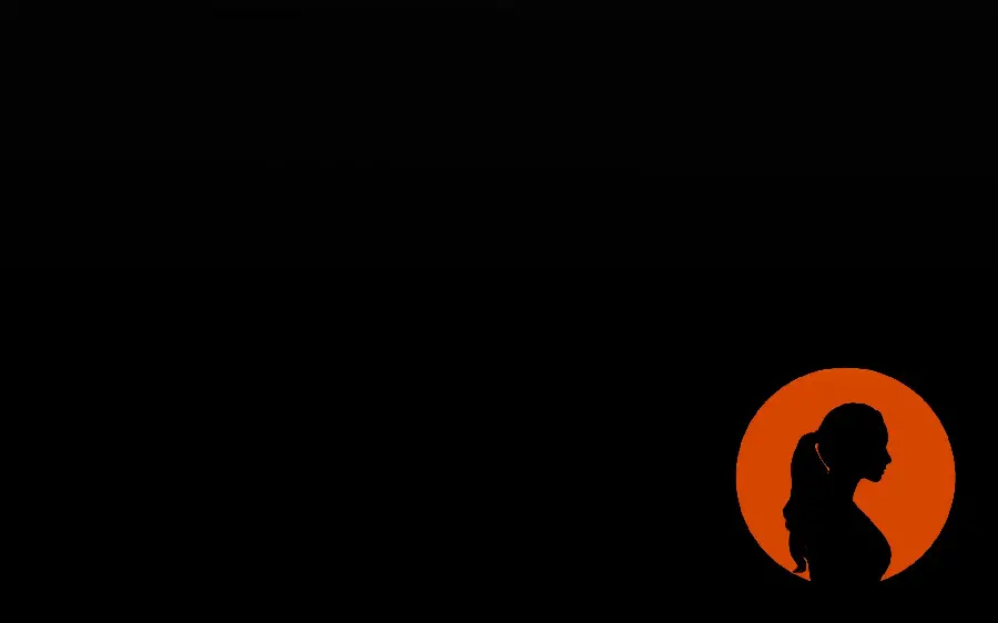 Wallpaper with a black background and a beautiful girl with tied hair in a red circle