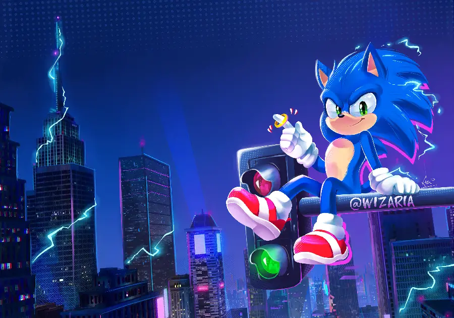 Blue Sonic cartoon image for computer background