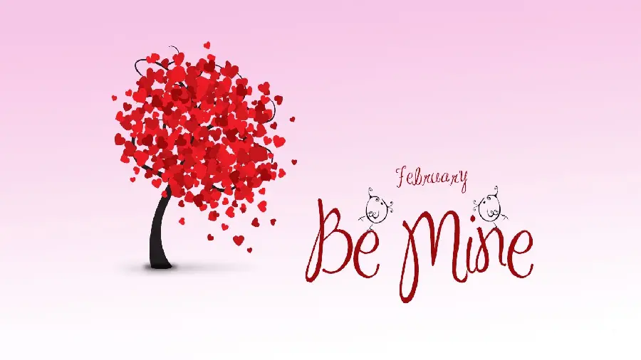 Interesting wallpaper of the tree of love for Valentine's Day