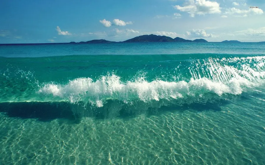 Beautiful blue ocean waves close up on a sunny day with a beautiful sky Blue suitable for Instagram stories and posts