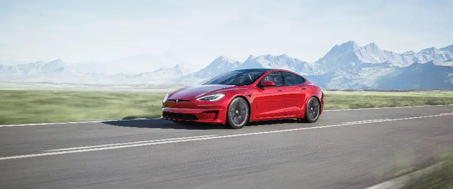 Photo of the red Tesla car