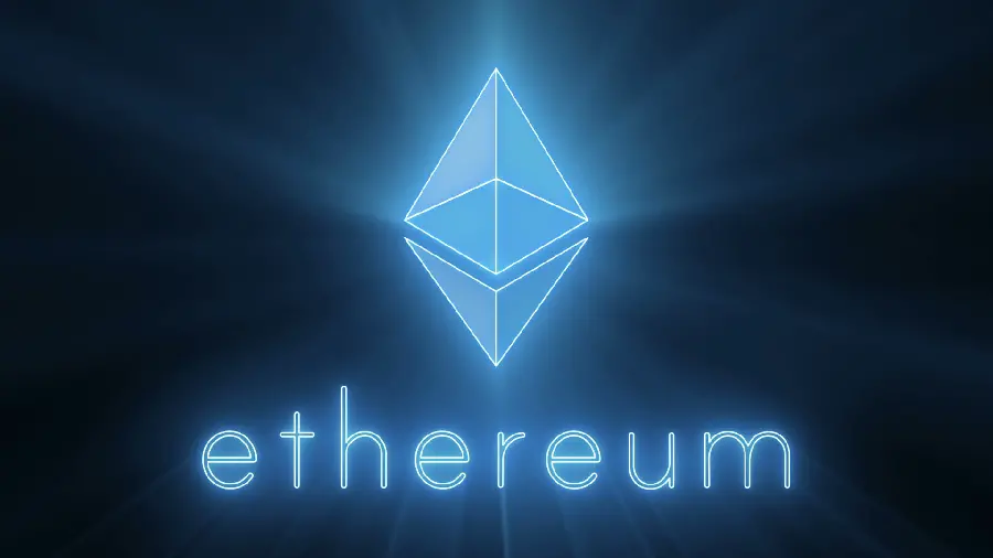 Ethereum ETH Background with Black and Black Background