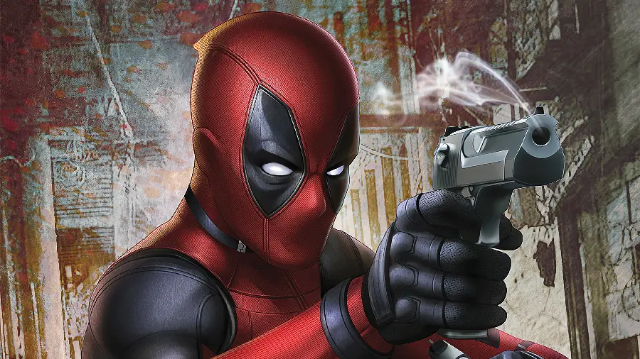 Deadpool photo with a gun in hand for a profile