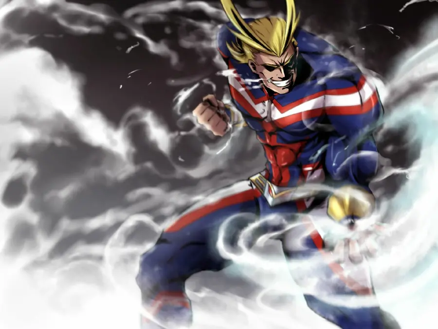 Wallpaper of the character All Might in the anime My Hero Academia