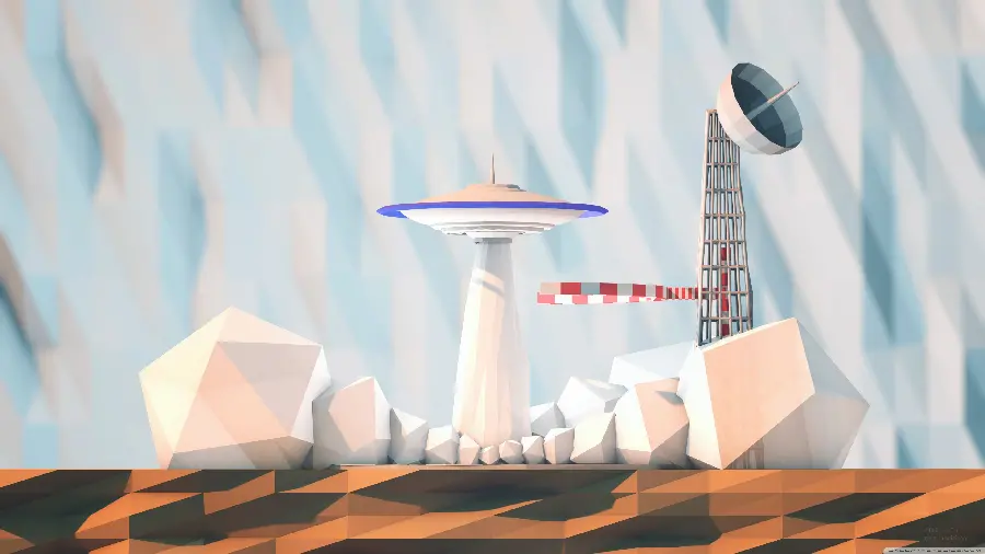 3D image of a spaceship or UFO and masts