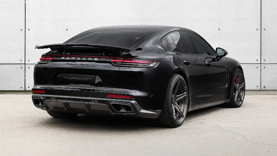 Photo of Porsche Panamera wallpaper with metallic and matte black color for computer